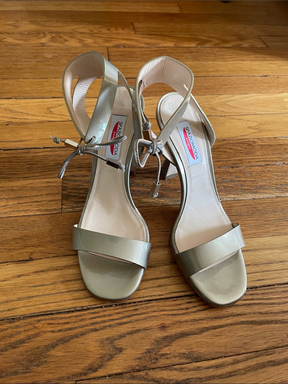 Metallic Gold Ankle-Tie Sandals